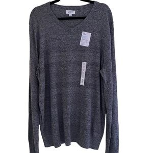 Croft & Barrow Black/Grey/White Space Dye V-Neck Easy Care Sweater XL